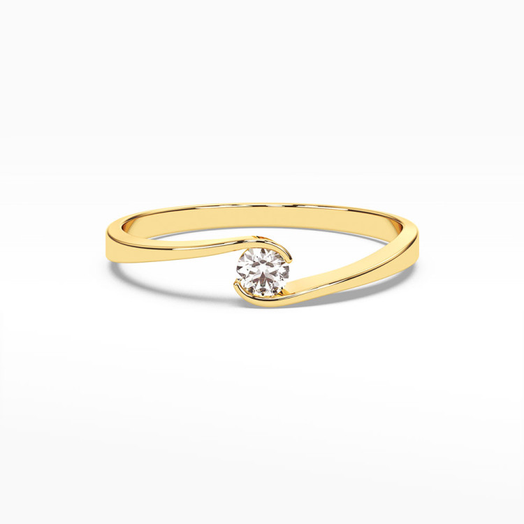 Pierścionek z żółtego złota z diamentem - próba 585 0,13CT PV-120A