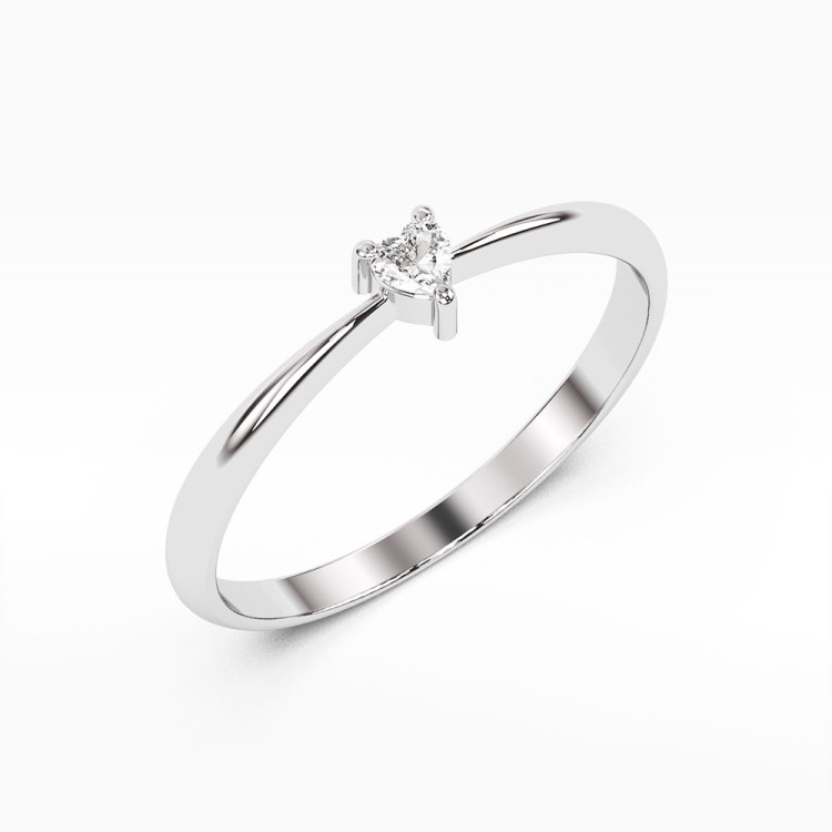 Pierścionek z białego złota z diamentem - próba 585 0,10CT PV-136B