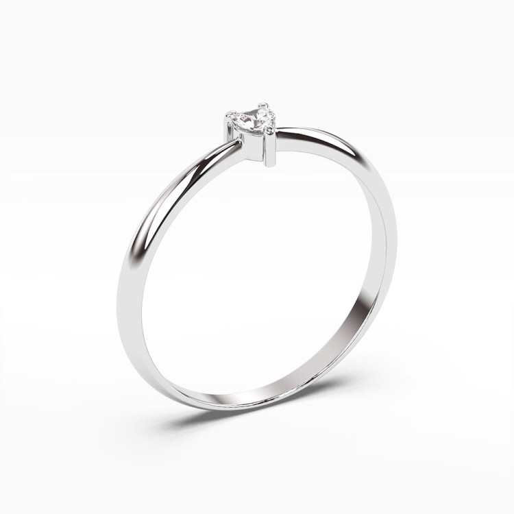 Pierścionek z białego złota z diamentem - próba 585 0,10CT PV-136B