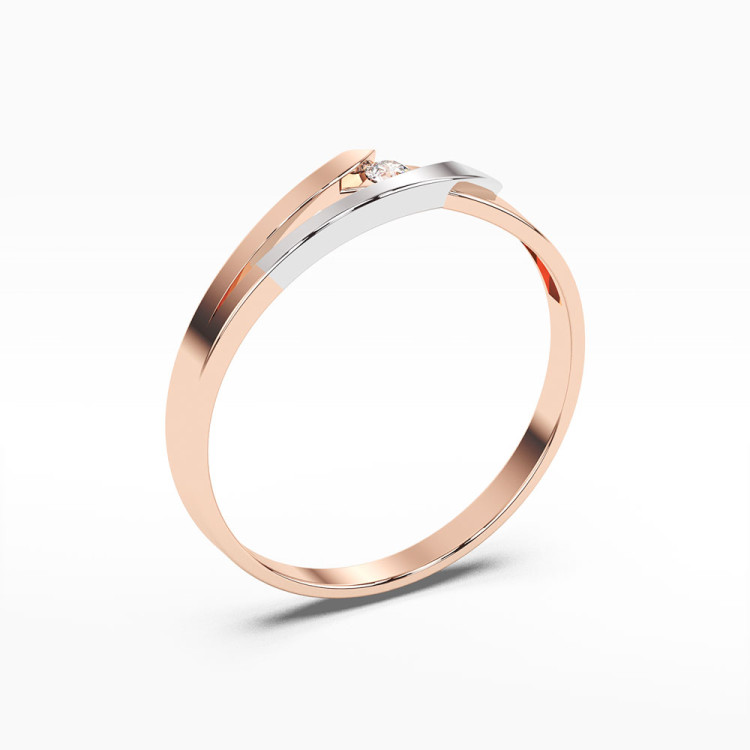 Pierścionek z żółtego złota z diamentem - próba 585 0,04CT PV-175C