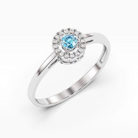 Pierścionek z białego złota z topazem Swiss - próba 585 0,23CT PV-178BT