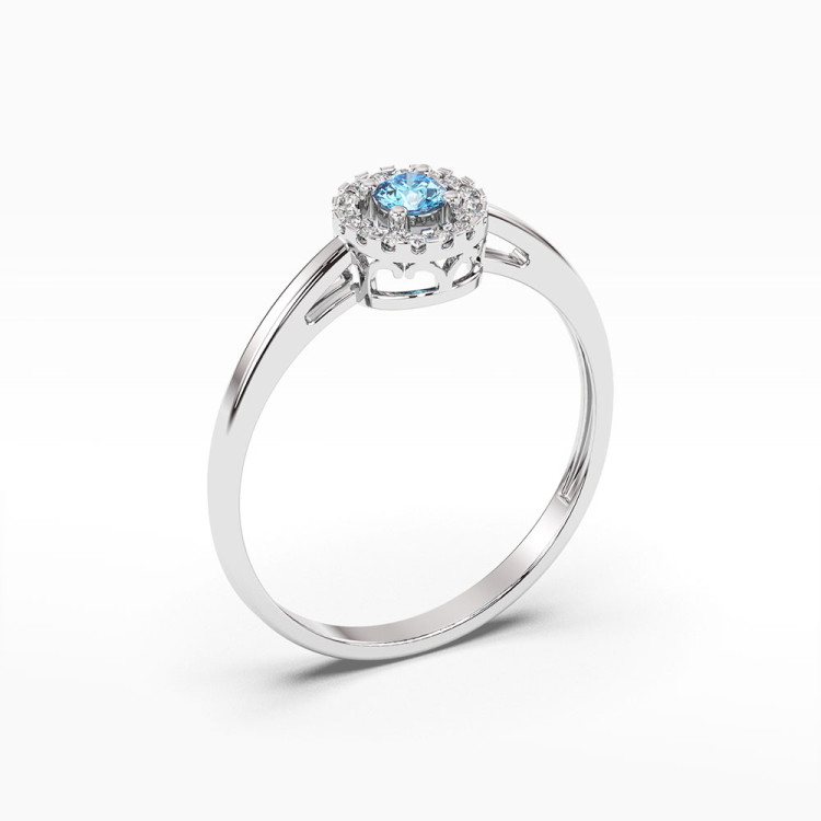 Pierścionek z białego złota z topazem Swiss - próba 585 0,23CT PV-178BT