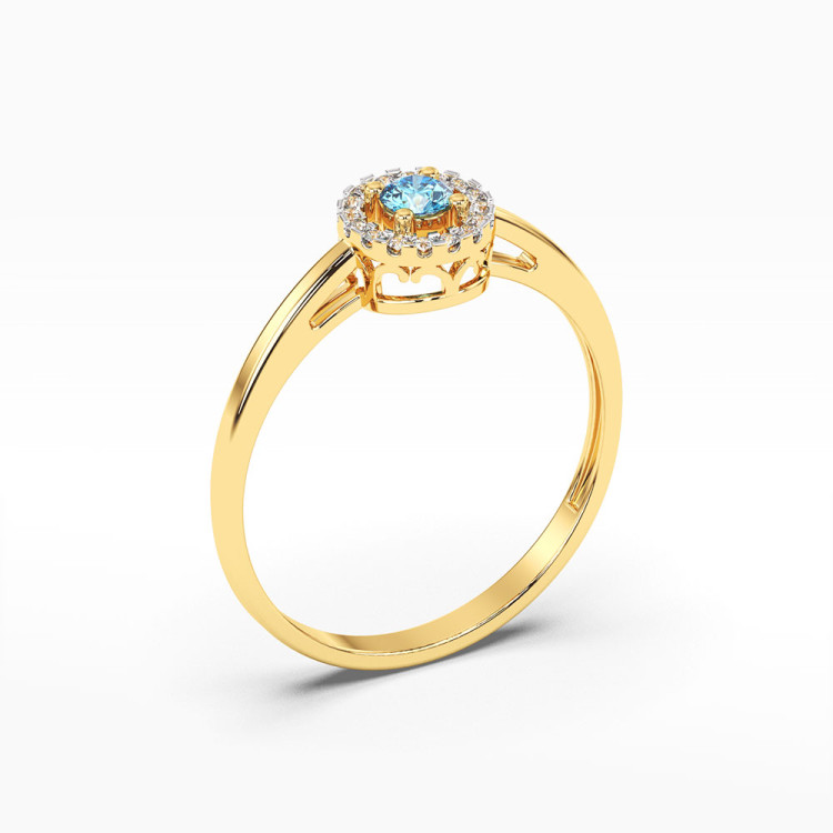 Pierścionek z żółtego złota z topazem Swiss - próba 585 0,23CT PV-178AT