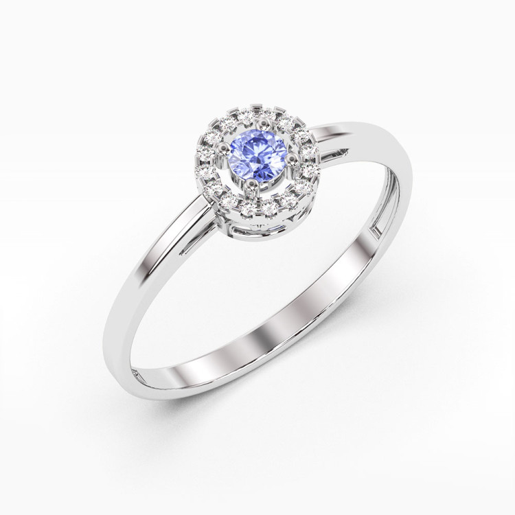 Pierścionek z białego złota z tanzanitem - próba 585 0,23CT PV-178BTAN