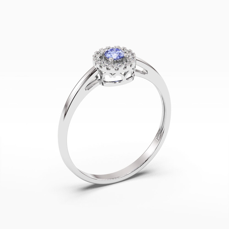 Pierścionek z białego złota z tanzanitem - próba 585 0,23CT PV-178BTAN