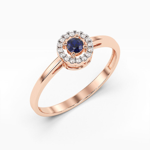 Pierścionek z różowego złota z szafirem - próba 585 0,23CT PV-178CS