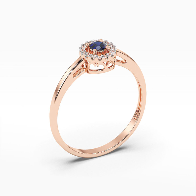 Pierścionek z różowego złota z szafirem - próba 585 0,23CT PV-178CS