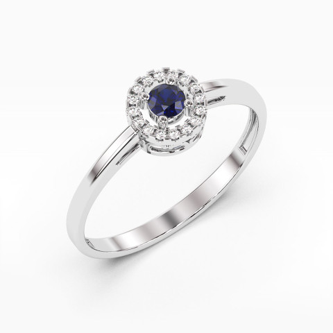 Pierścionek z białego złota z szafirem - próba 585 0,23CT PV-178BS
