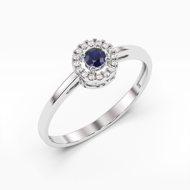 Pierścionek z białego złota z szafirem - próba 585 0,23CT PV-178BS