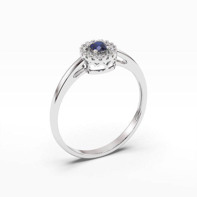 Pierścionek z białego złota z szafirem - próba 585 0,23CT PV-178BS
