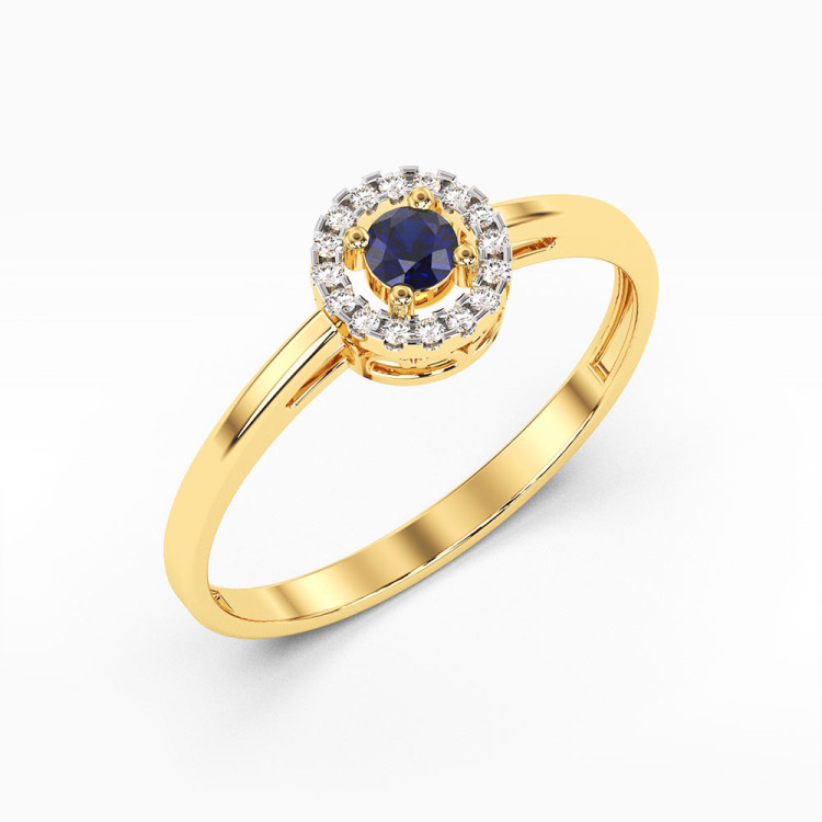 Pierścionek z żółtego złota z szafirem - próba 585 0,23CT PV-178AS