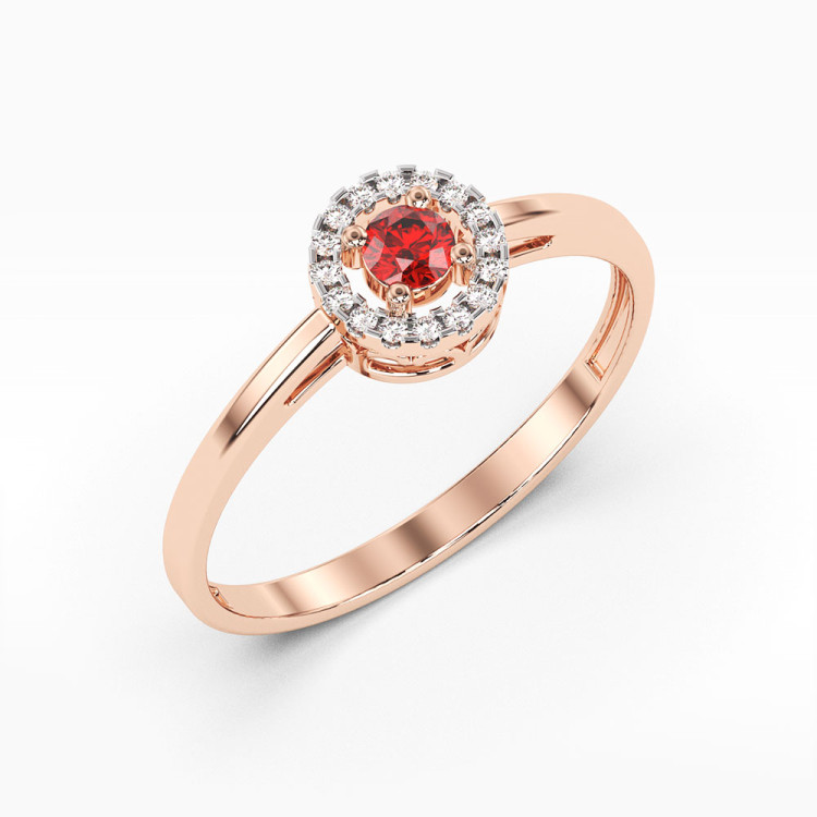 Pierścionek z różowego złota z rubinem - próba 585 0,23CT PV-178CR