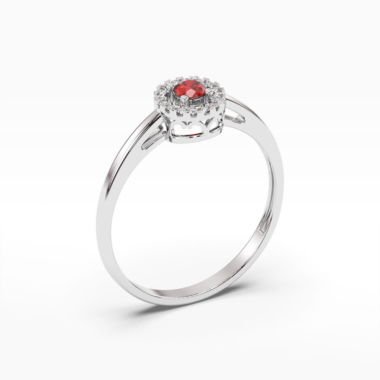Pierścionek z białego złota z rubinem - próba 585 0,23CT PV-178BR