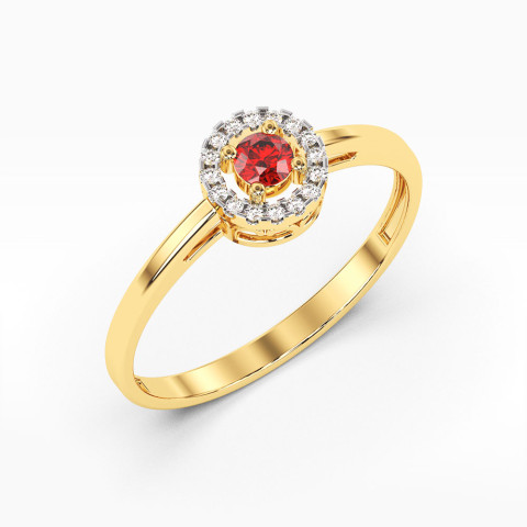 Pierścionek z żółtego złota z rubinem - próba 585 0,23CT PV-178AR