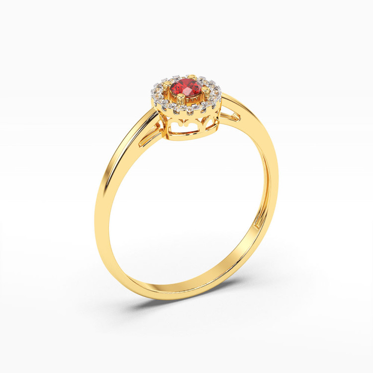Pierścionek z żółtego złota z rubinem - próba 585 0,23CT PV-178AR