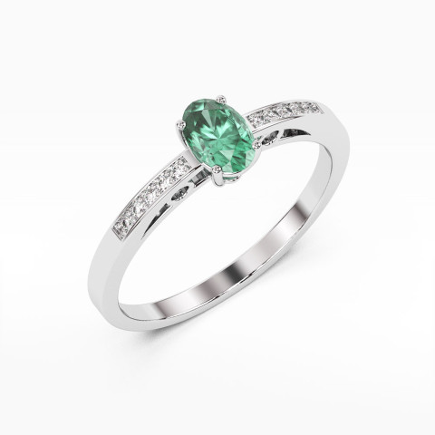 Pierścionek z białego złota ze szmaragdem - próba 585 0,45CT PV-179BSZ
