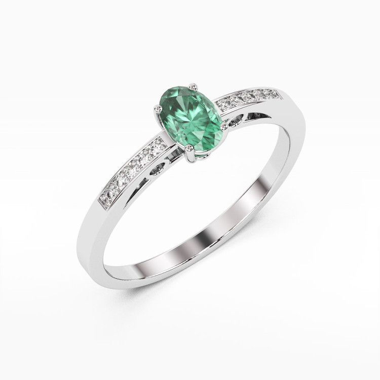 Pierścionek z białego złota ze szmaragdem - próba 585 0,45CT PV-179BSZ