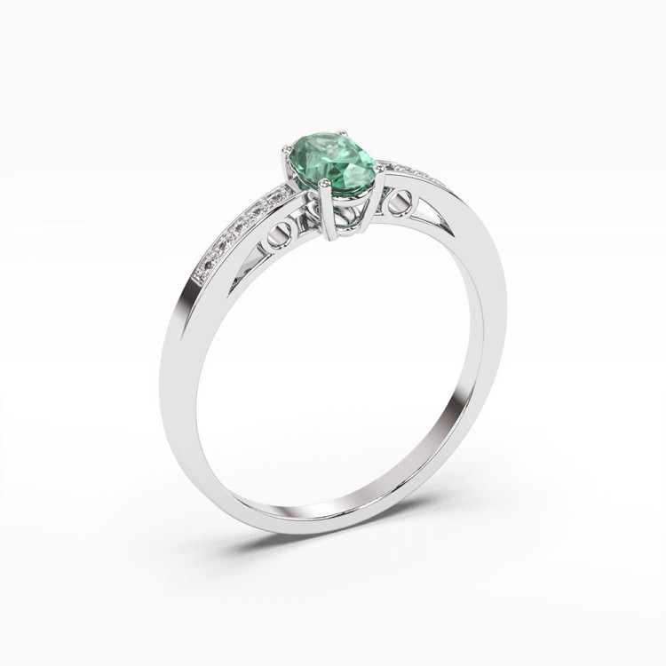 Pierścionek z białego złota ze szmaragdem - próba 585 0,45CT PV-179BSZ