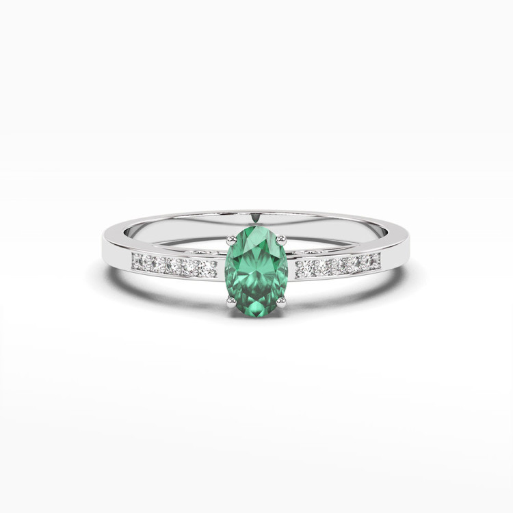 Pierścionek z białego złota ze szmaragdem - próba 585 0,45CT PV-179BSZ