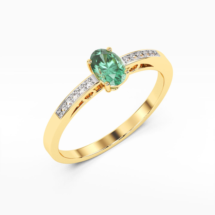 Pierścionek z żółtego złota ze szmaragdem - próba 585 0,45CT PV-179ASZ