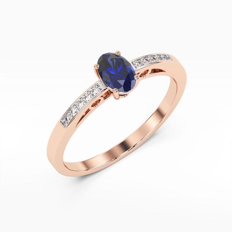 Pierścionek z różowego złota z szafirem - próba 585 0,75CT PV-179CS