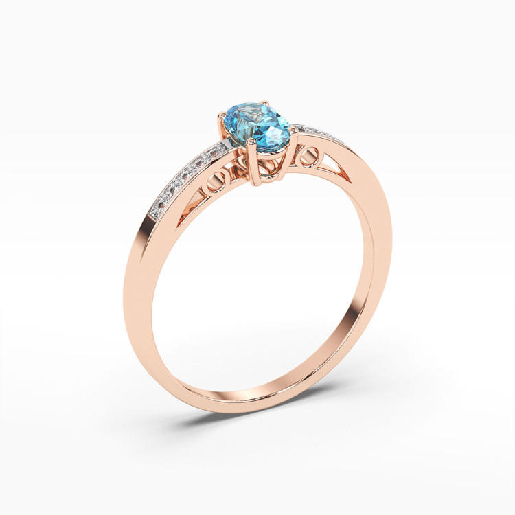 Pierścionek z różowego złota z topazem Swiss - próba 585 0,55CT PV-179CT
