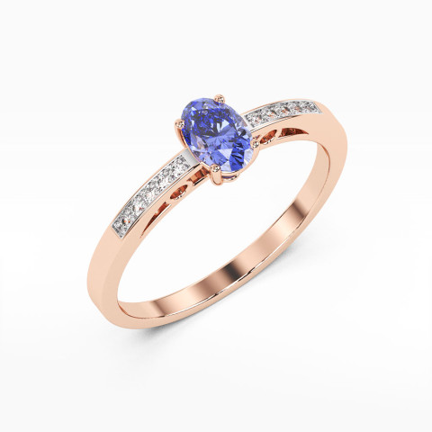 Pierścionek z różowego złota z tanzanitem - próba 585 0,45CT PV-179CTAN