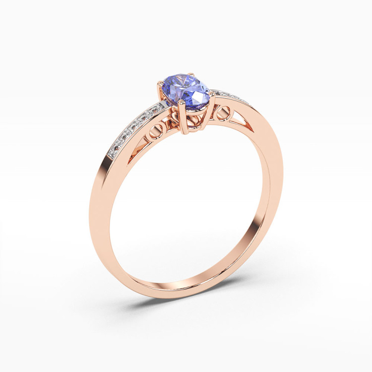 Pierścionek z różowego złota z tanzanitem - próba 585 0,45CT PV-179CTAN