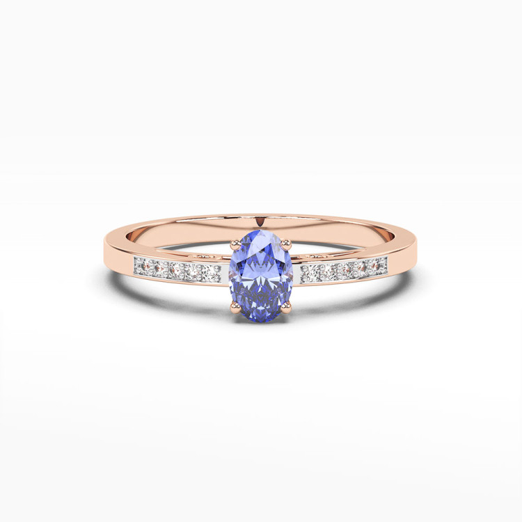 Pierścionek z różowego złota z tanzanitem - próba 585 0,45CT PV-179CTAN