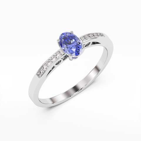 Pierścionek z białego złota z tanzanitem - próba 585 0,45CT PV-179BTAN