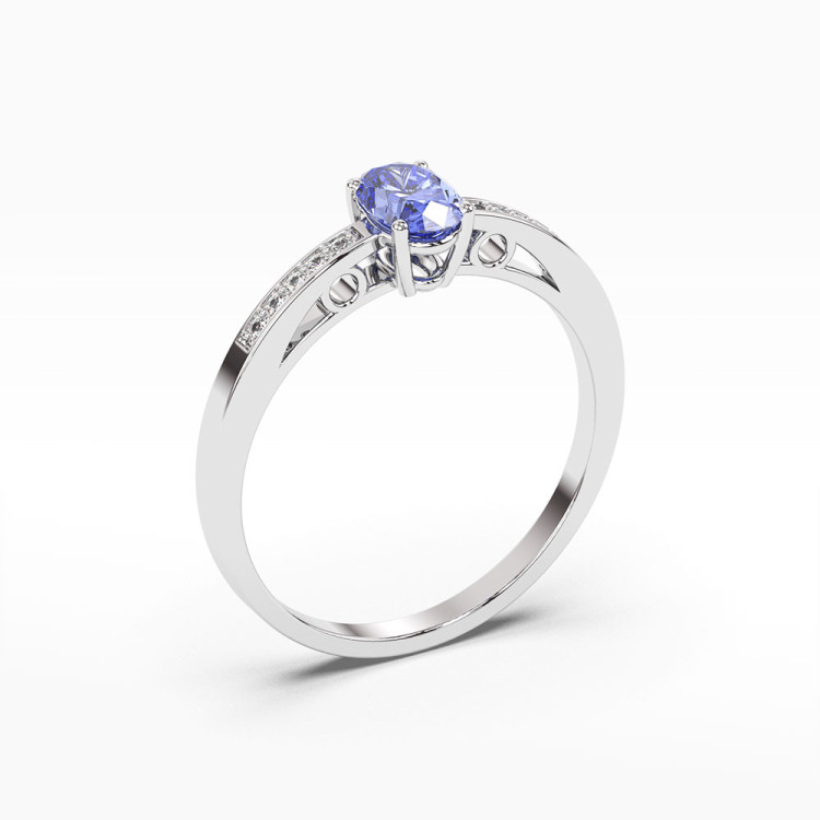 Pierścionek z białego złota z tanzanitem - próba 585 0,45CT PV-179BTAN