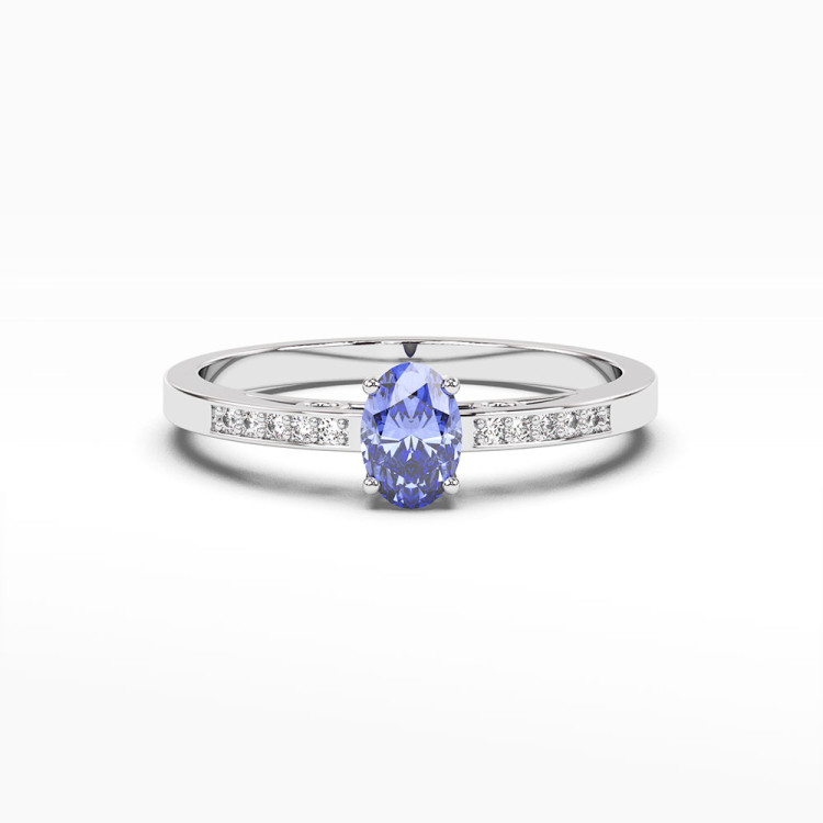 Pierścionek z białego złota z tanzanitem - próba 585 0,45CT PV-179BTAN