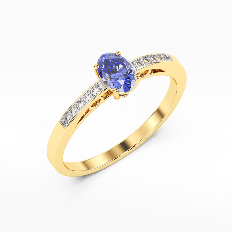 Pierścionek z żółtego złota z tanzanitem - próba 585 0,45CT PV-179ATAN