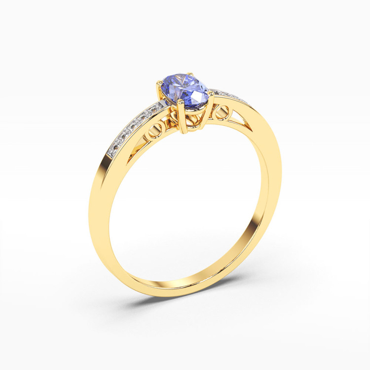Pierścionek z żółtego złota z tanzanitem - próba 585 0,45CT PV-179ATAN