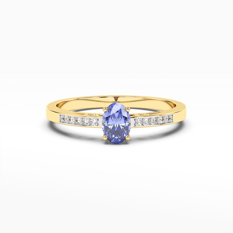Pierścionek z żółtego złota z tanzanitem - próba 585 0,45CT PV-179ATAN