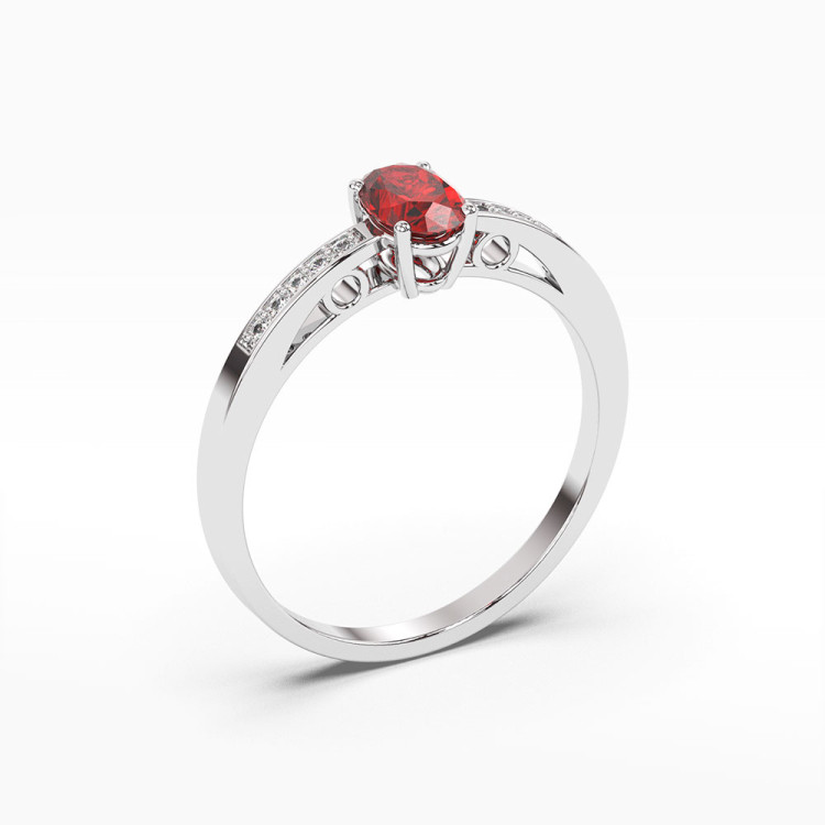 Pierścionek z białego złota z rubinem - próba 585 0,65CT PV-179BR