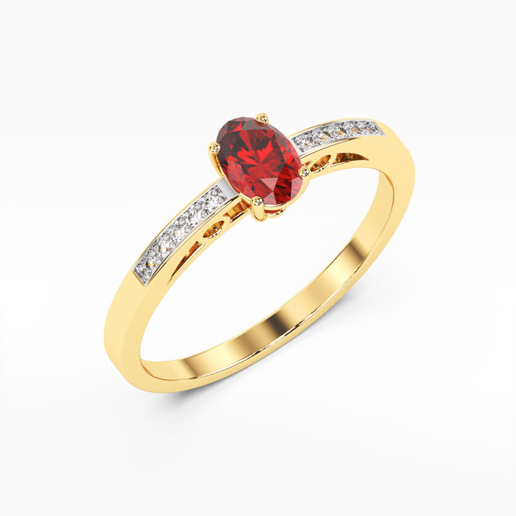Pierścionek z żółtego złota z rubinem - próba 585 0,65CT PV-179AR