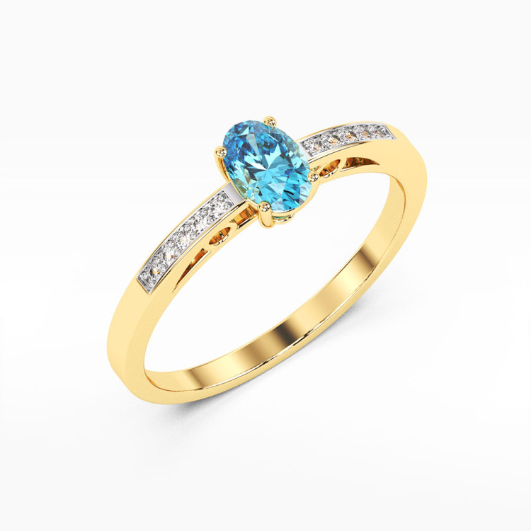 Pierścionek z żółtego złota z topazem Swiss - próba 585 0,55CT PV-179AT