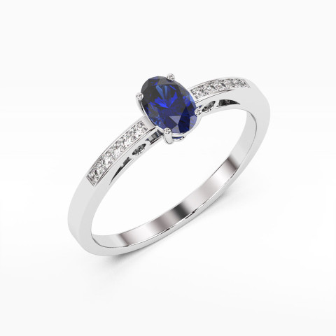 Pierścionek z białego złota z szafirem - próba 585 0,75CT PV-179BS