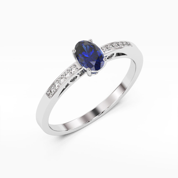 Pierścionek z białego złota z szafirem - próba 585 0,75CT PV-179BS