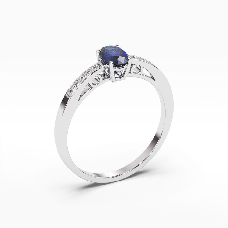 Pierścionek z białego złota z szafirem - próba 585 0,75CT PV-179BS