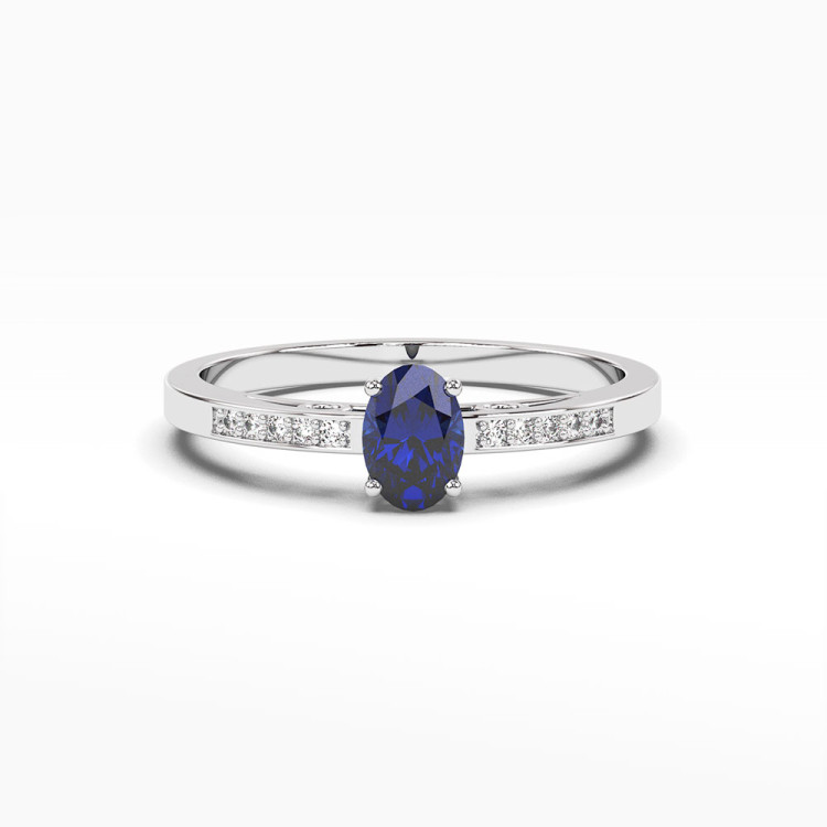Pierścionek z białego złota z szafirem - próba 585 0,75CT PV-179BS