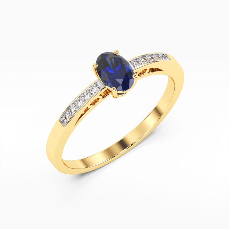 Pierścionek z żółtego złota z szafirem - próba 585 0,75CT PV-179AS