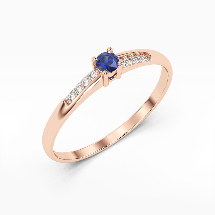 Pierścionek z różowego złota z szafirem - próba 585 0,19CT PV-180CS