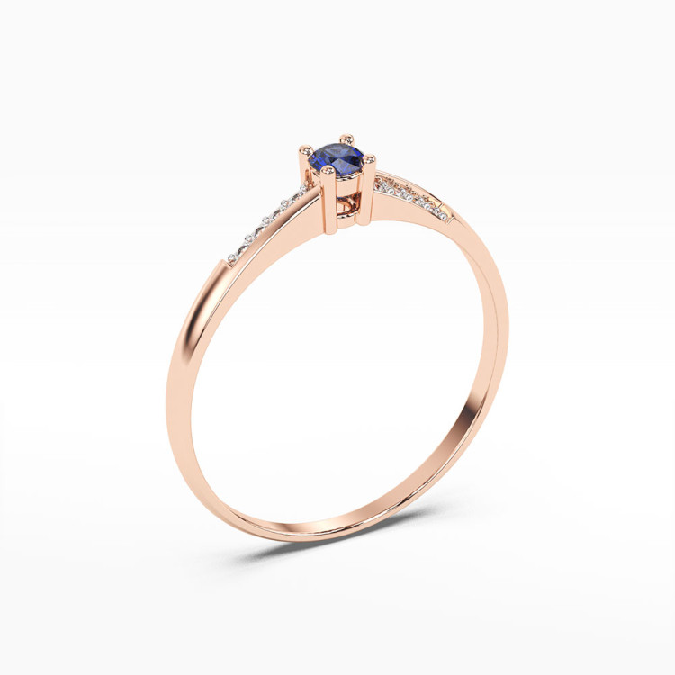 Pierścionek z różowego złota z szafirem - próba 585 0,19CT PV-180CS