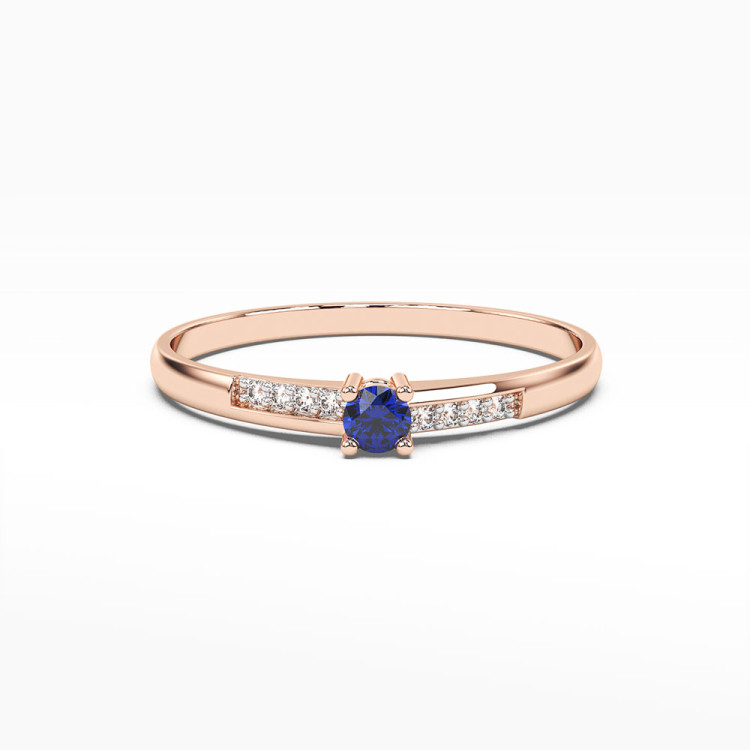 Pierścionek z różowego złota z szafirem - próba 585 0,19CT PV-180CS