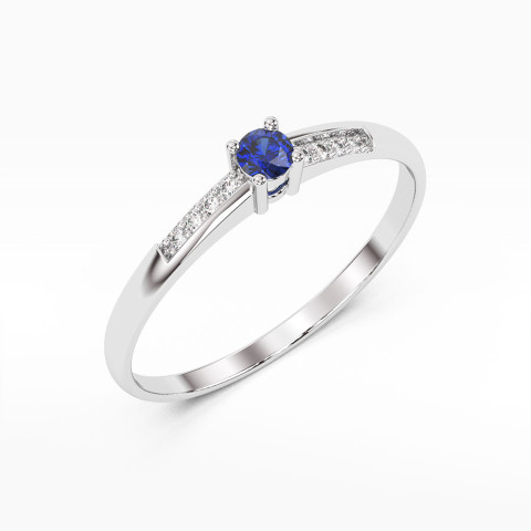 Pierścionek z białego złota z szafirem - próba 585 0,19CT PV-180BS