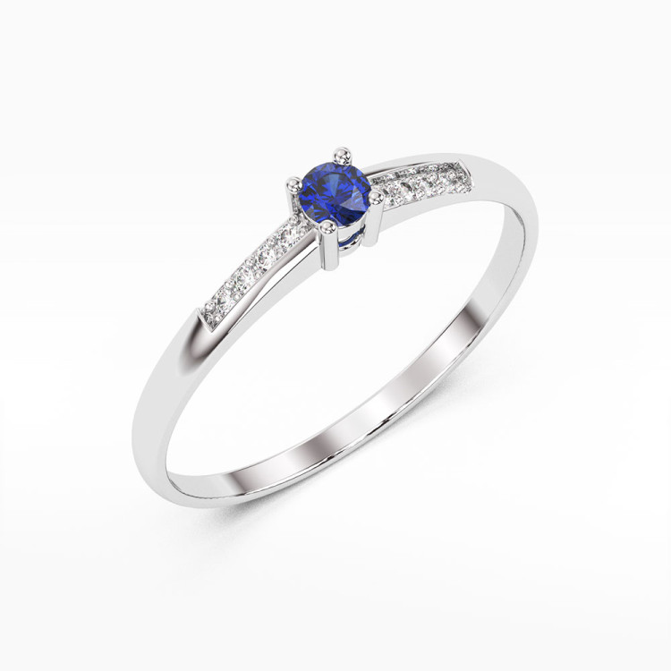 Pierścionek z białego złota z szafirem - próba 585 0,19CT PV-180BS