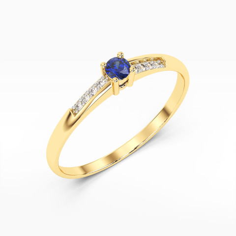Pierścionek z żółtego złota z szafirem - próba 585 0,19CT PV-180AS