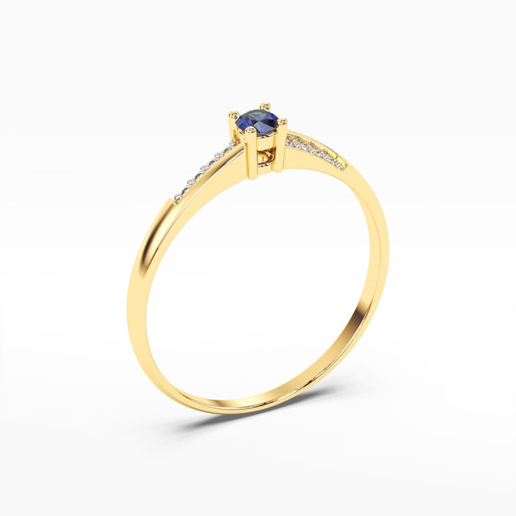 Pierścionek z żółtego złota z szafirem - próba 585 0,19CT PV-180AS